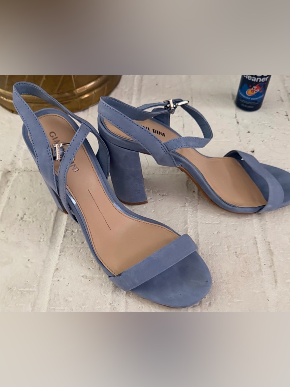 Gianni Bini Lavender Blue Suede Block Heel Sandals